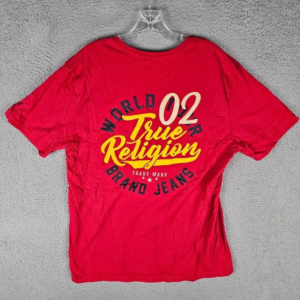 True Religion Tee Shirt Mens XL World Tour 02 TR Logo Graphic Crew Neck Pullover